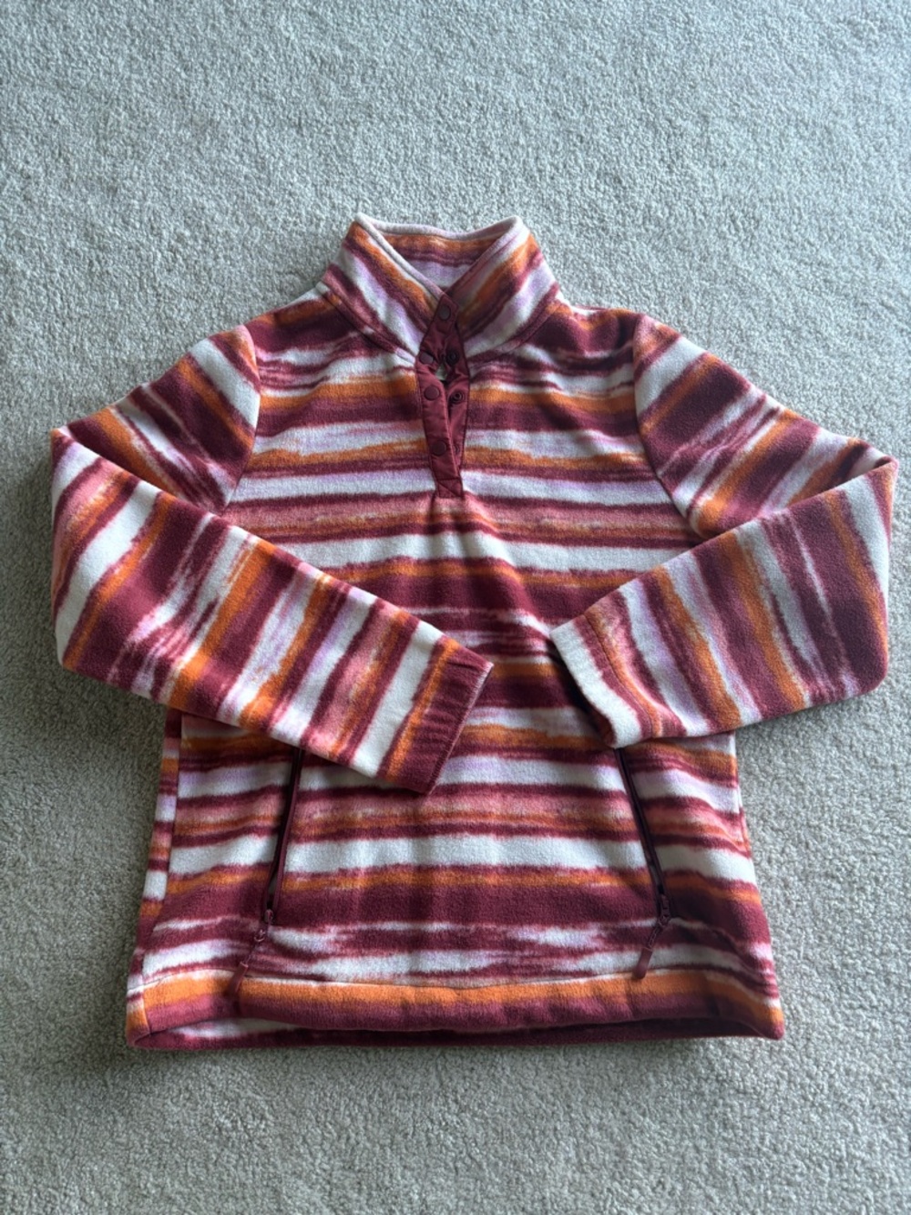 Striped Pullover Sweater - Rust, White & Orange